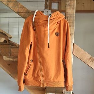 Wanakome Orange Asymmetrical Zip Hoodie